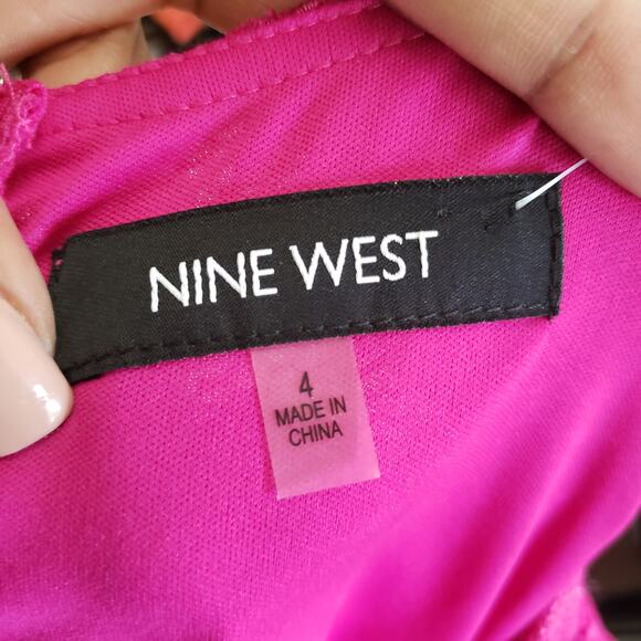 NINE WEST Women's Pink Lace 3/4 Sleeves Dress Size 4 - Picture 4 of 4